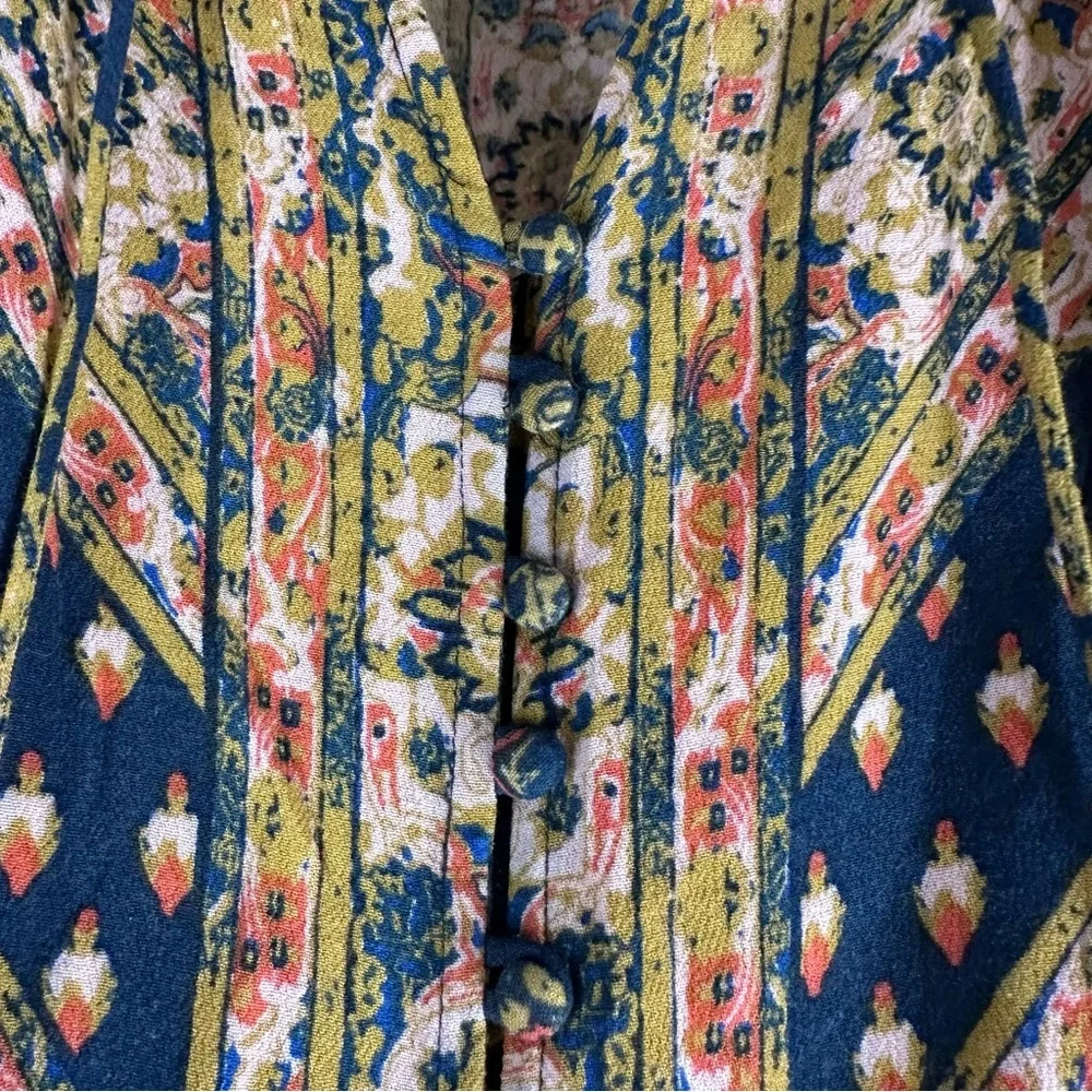 FREE PEOPLE Women’s Size M Top Shirt Tunic Blouse Boho V-Neck Button Front Long